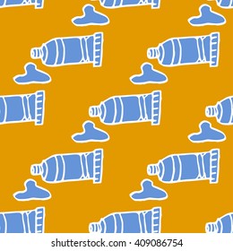 Seamless vector pattern of tubes of artists paint