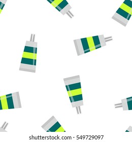 Seamless vector pattern with tubes of toothpaste for wrapping, kraft, fabric, textile, cards, decore, ceramic