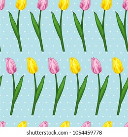 Seamless vector pattern with tulip