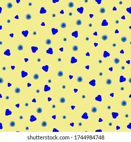 seamless vector pattern with turkish symbolic amulet Nazar with blue hearts on a light background	