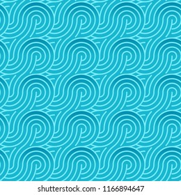 Seamless vector pattern in turquoise 
 color with wavy spiral elements 