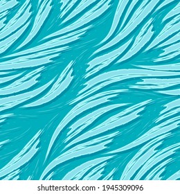 Seamless vector pattern of turquoise waves with splashes.Stylized texture of oceanic stream or water.