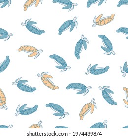 Seamless vector pattern with turtles