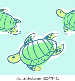 The seamless vector pattern of turtles