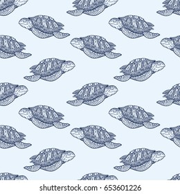 Seamless vector pattern with turtles