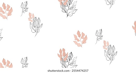 
Seamless vector pattern, twigs and leaves, for bed linen, wallpaper and texture