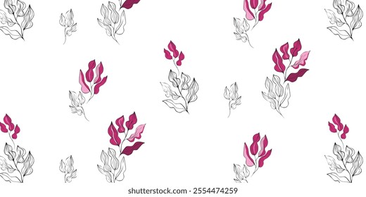 
Seamless vector pattern, twigs and leaves, for bed linen, wallpaper and texture