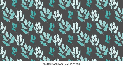 
Seamless vector pattern, twigs and leaves, for bed linen, wallpaper and texture