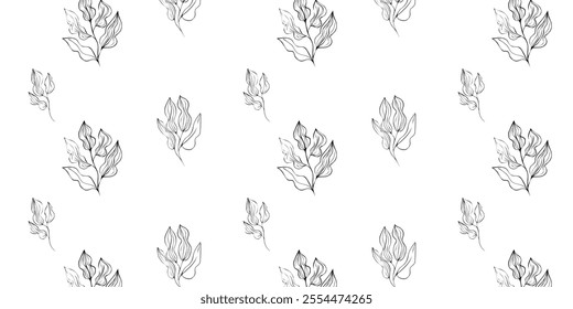 
Seamless vector pattern, twigs and leaves, for bed linen, wallpaper and texture