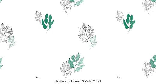 
Seamless vector pattern, twigs and leaves, for bed linen, wallpaper and texture