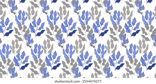 
Seamless vector pattern, twigs and leaves, for bed linen, wallpaper and texture