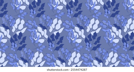 
Seamless vector pattern, twigs and leaves, for bed linen, wallpaper and texture