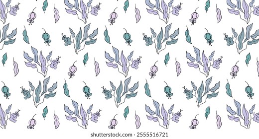 Seamless vector pattern, twigs and leaves, for bed linen, wallpaper and texture