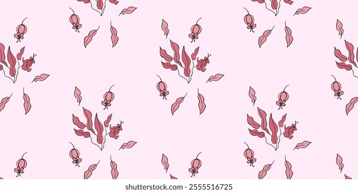 Seamless vector pattern, twigs and leaves, for bed linen, wallpaper and texture