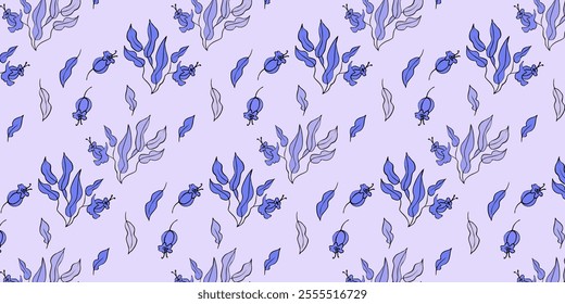 Seamless vector pattern, twigs and leaves, for bed linen, wallpaper and texture