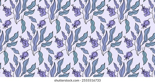 Seamless vector pattern, twigs and leaves, for bed linen, wallpaper and texture