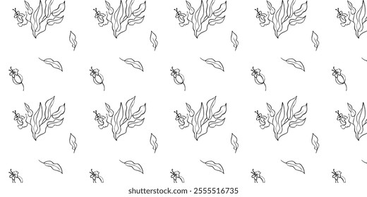 Seamless vector pattern, twigs and leaves, for bed linen, wallpaper and texture