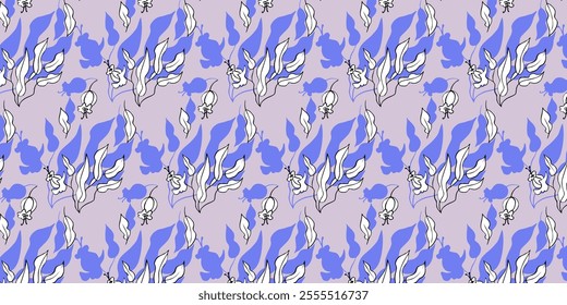 Seamless vector pattern, twigs and leaves, for bed linen, wallpaper and texture