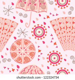 Seamless vector pattern with umbrella