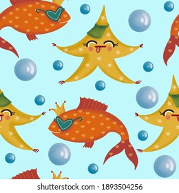 Seamless vector pattern underwater world