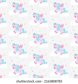 Seamless vector pattern with unicorns	
