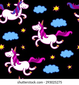 Seamless vector pattern with unicorns 