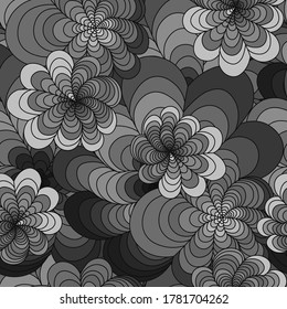seamless vector pattern with unusual outlandish flowers, grey background picture
