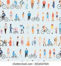 Seamless vector pattern with urban people. Modern people.