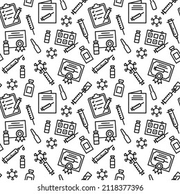 Seamless vector pattern with Vaccination. For fabric, paper, wrap, textile, poster, scrapbooking, wallpaper or background, for web site or mobile app