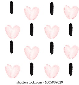 Seamless vector pattern for Valentines Day. Watercolor.