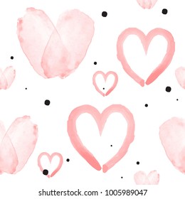 Seamless vector pattern for Valentines Day. Watercolor.