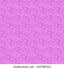 Seamless vector pattern for Valentine's day with hearts and kisses