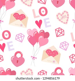 Seamless vector pattern for Valentine's day and Wedding Invitation Card. Sweet love texture for packaging paper, fabric, decorative prints and invitation card. Vector repeating texture.