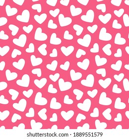 Seamless vector pattern Valentines day with heart on pink background. Design for textile, fabric, wrapping, wallpaper, backdrop, card, note, invitation