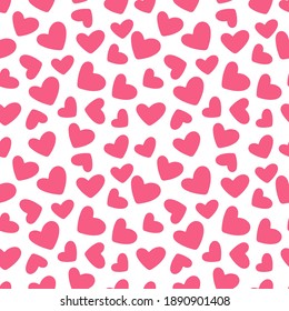 Seamless vector pattern Valentines day with heart on white background. Design for textile, fabric, wrapping, wallpaper, backdrop, card, note, invitation