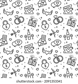 Seamless vector pattern Valentine's day. For fabric, paper, wrap, textile, poster, scrapbooking, wallpaper or background, for web site or mobile app.