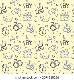 Seamless vector pattern Valentine's day. For fabric, paper, wrap, textile, poster, scrapbooking, wallpaper or background, for web site or mobile app.