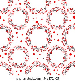 Seamless vector pattern for Valentine's Day, a wreath of leaves, black and red leaves, floral pattern.