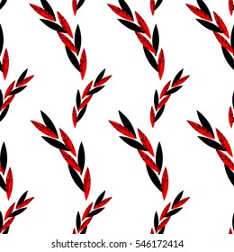 Seamless vector pattern for Valentine's day, black and red leaves, floral pattern.