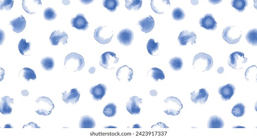 Seamless vector pattern of various watercolor blue blots,abstract background for paper,textile,wallpaper