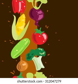 Seamless vector pattern with vegetables. Healthy food for design
