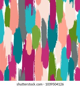 Seamless vector pattern with vertical brush strokes in bright colors.