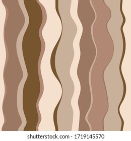 Seamless vector pattern with vertical curved outlines. Vertical curved lines, waves, asymmetric, arbitrary, hand drawn. 