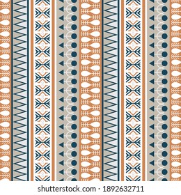 Seamless vector pattern with vertical geometric ornament. Textile design in ethnic style. Aztec traditional print.