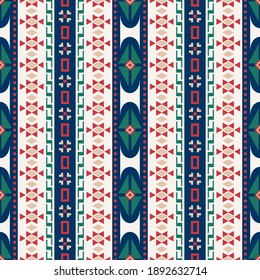 Seamless vector pattern with vertical geometric ornament. Textile design in ethnic style. Aztec traditional print.