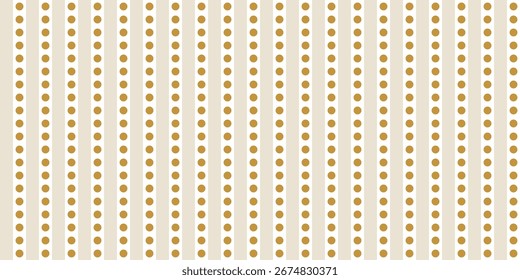 Seamless vector pattern, vertical mustard yellow polka dot lines on light beige background, minimalist retro wallpaper design for textiles wrapping scrapbooking vintage style decoration surface repeat