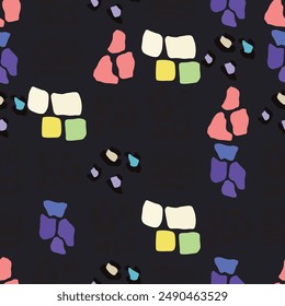 Seamless vector pattern. A vibrant design featuring a colorful leopard and zebra print background. This textile art combines patterns in green blue and pink hues, creating a visually striking art