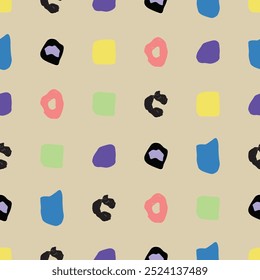 Seamless vector pattern. A vibrant design featuring a colorful leopard and zebra print background. This textile art combines patterns in green blue and pink hues, creating a visually striking art