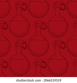 Seamless vector pattern of vintage alchemy bottle 