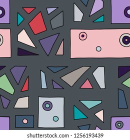 Seamless vector pattern, vintage geometric background with rhombus, triangles, lines. Print for decor, wallpaper, packaging, wrapping, fabric. Triangular graphic design. Line drawing, retro style